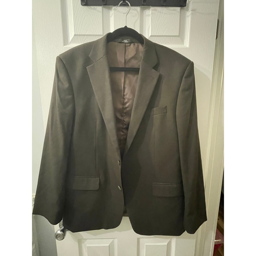 J.M. Haggar Mens Classic Fit Blazer Olive Brown Two Button Sport Coat Jacket